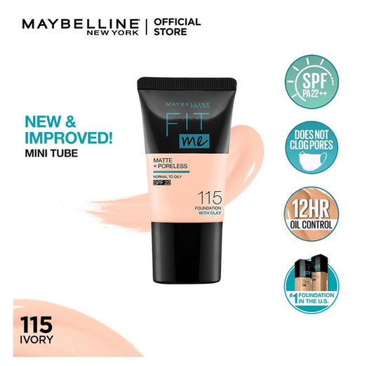 Maybelline Fit Me Matte + Poreless Liquid Foundation, 115, Ivory, 18ml